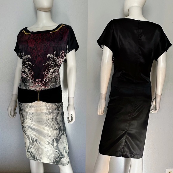 NWT POLEN POE PLUS SIZE SATIN DRESS RAGLAN SHORT SLEEVES‎ KNEE-LENGTH UNLINED - Picture 1 of 13